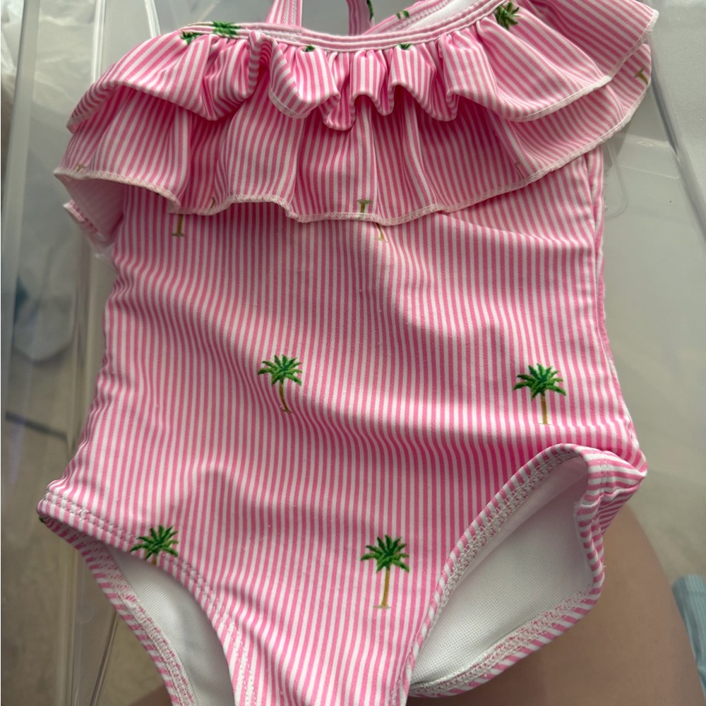 Pink One-Shoulder Kids Swim One Piece - Picture 5 of 10